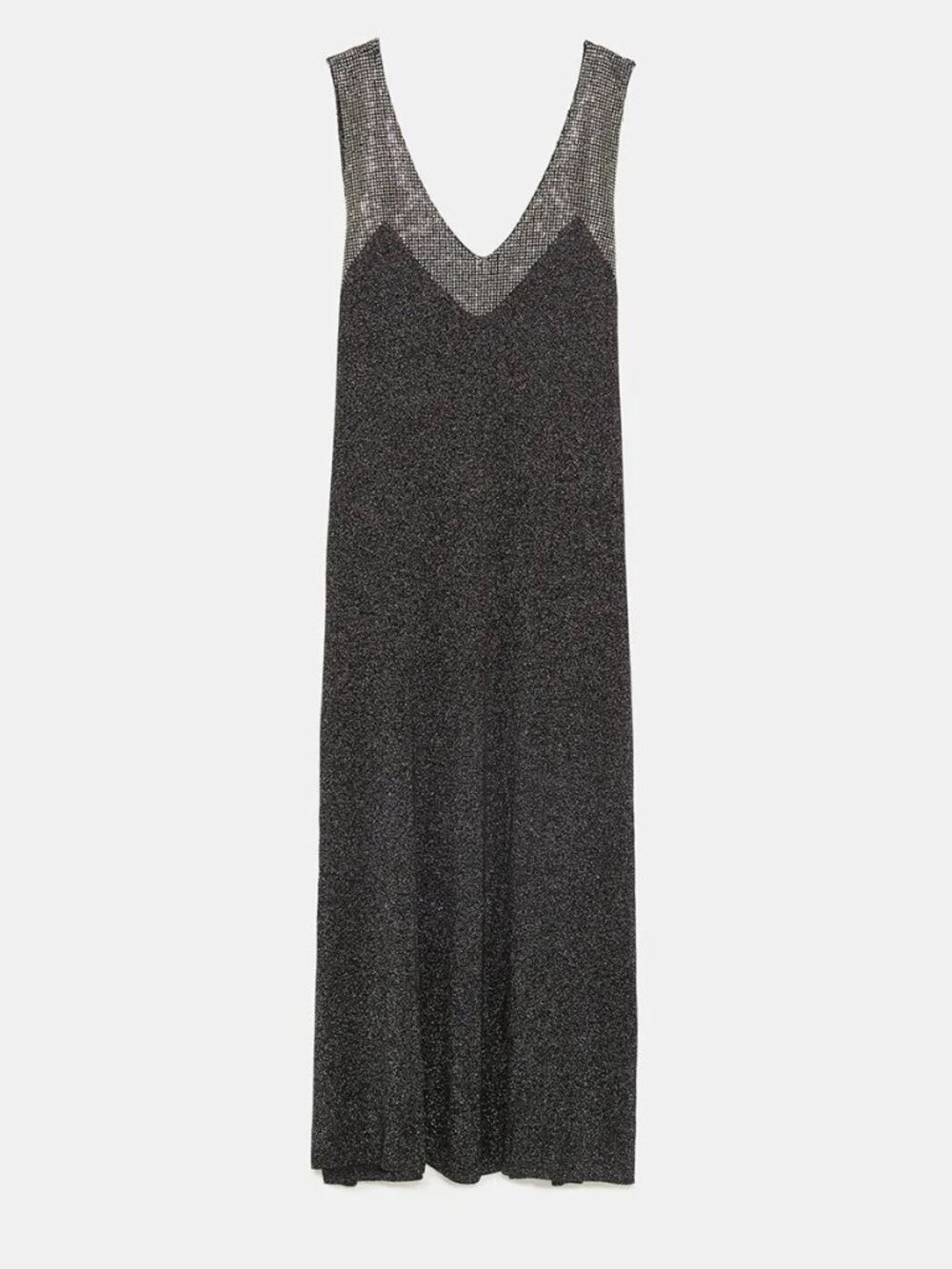 Zara beaded gown, deep v neck, gunmetal